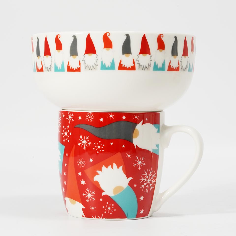 Conjunto de Caneca e Tigela NAVIDAD Elfos