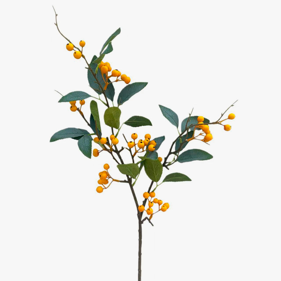 Ramo de Bagas Artificiais SORVEIRA Amarelo A.80cm