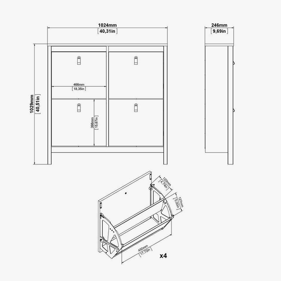 Sapateira MADRID Branca 103x25x103cm