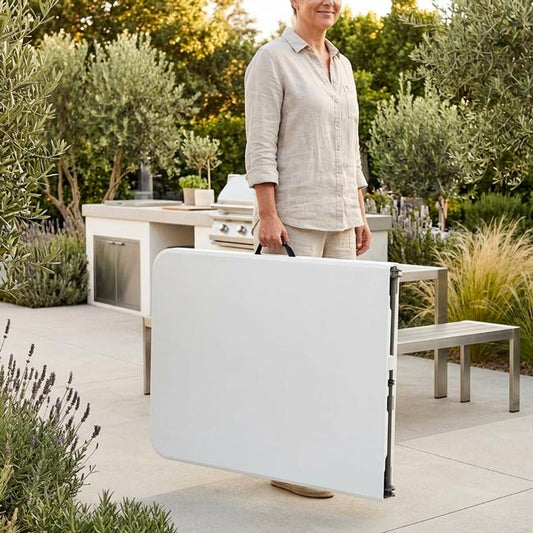 Mesa de Exterior Dobrável GIANNA Branco 180x75cm