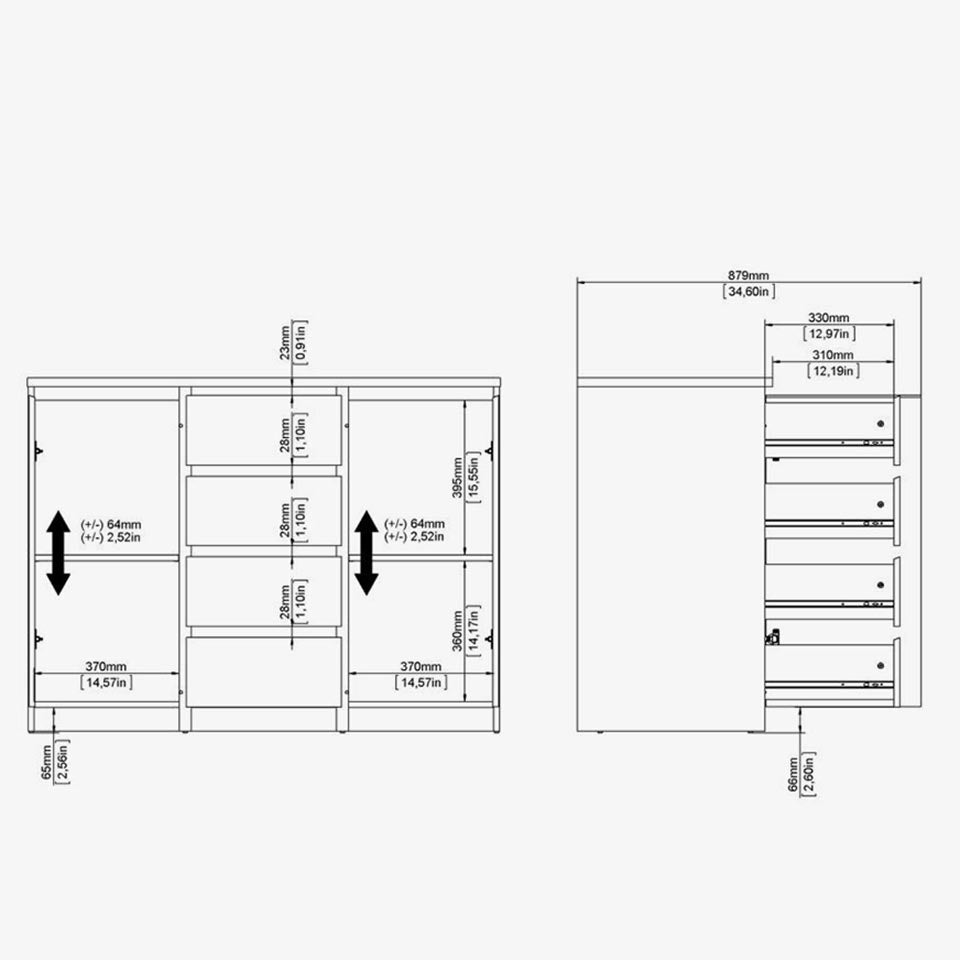 NAIA Sideboard White 120x50x90cm