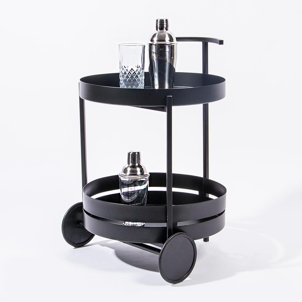 URBAN STYLE Trolley with 2 Shelves and Castors Black