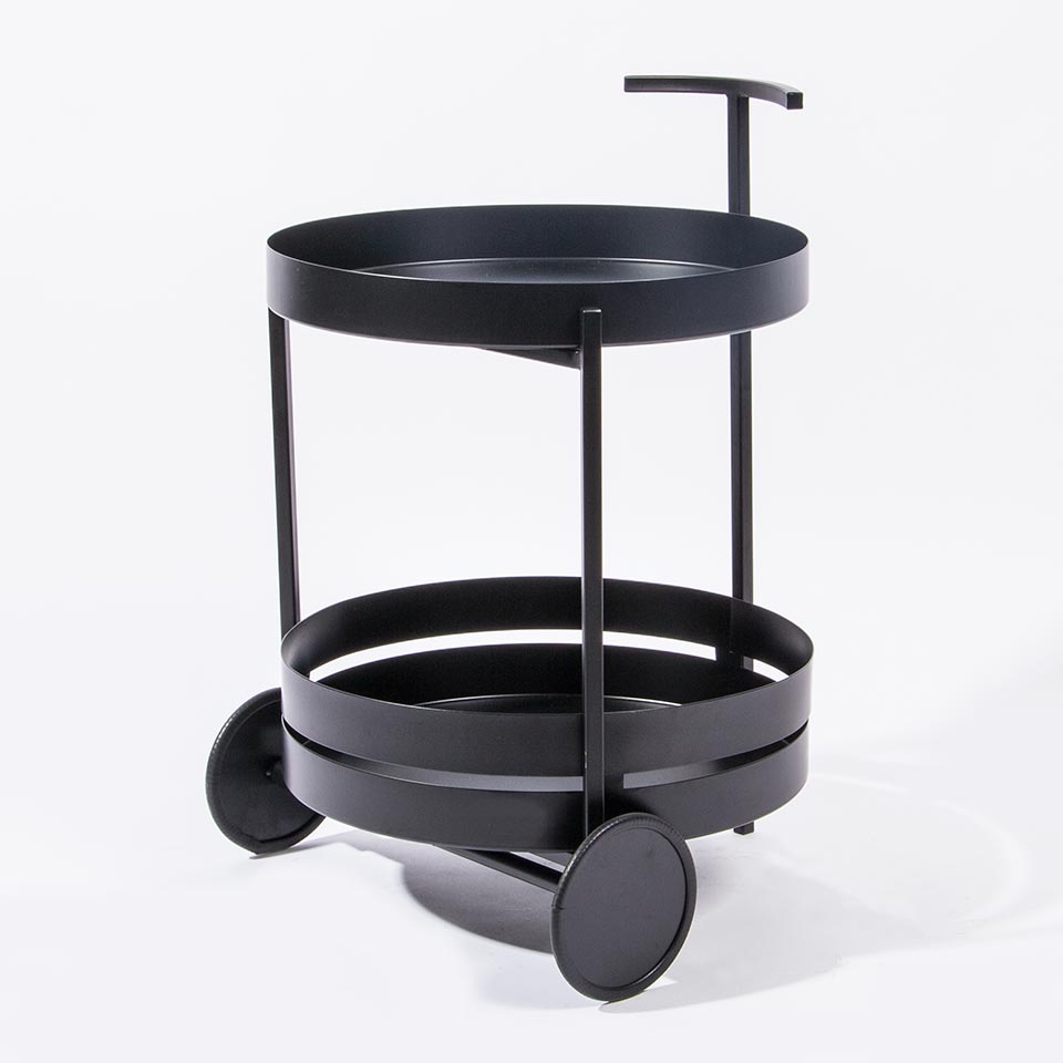URBAN STYLE Trolley with 2 Shelves and Castors Black