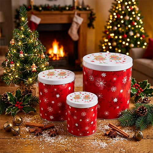 Conjunto de 3 Caixas de Natal GINGERHUG Cilíndrico