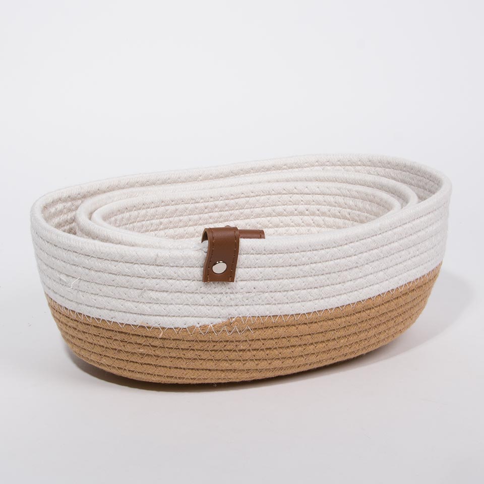 Conjunto de 3 Cestos COTTONI LINE Branco e Natural