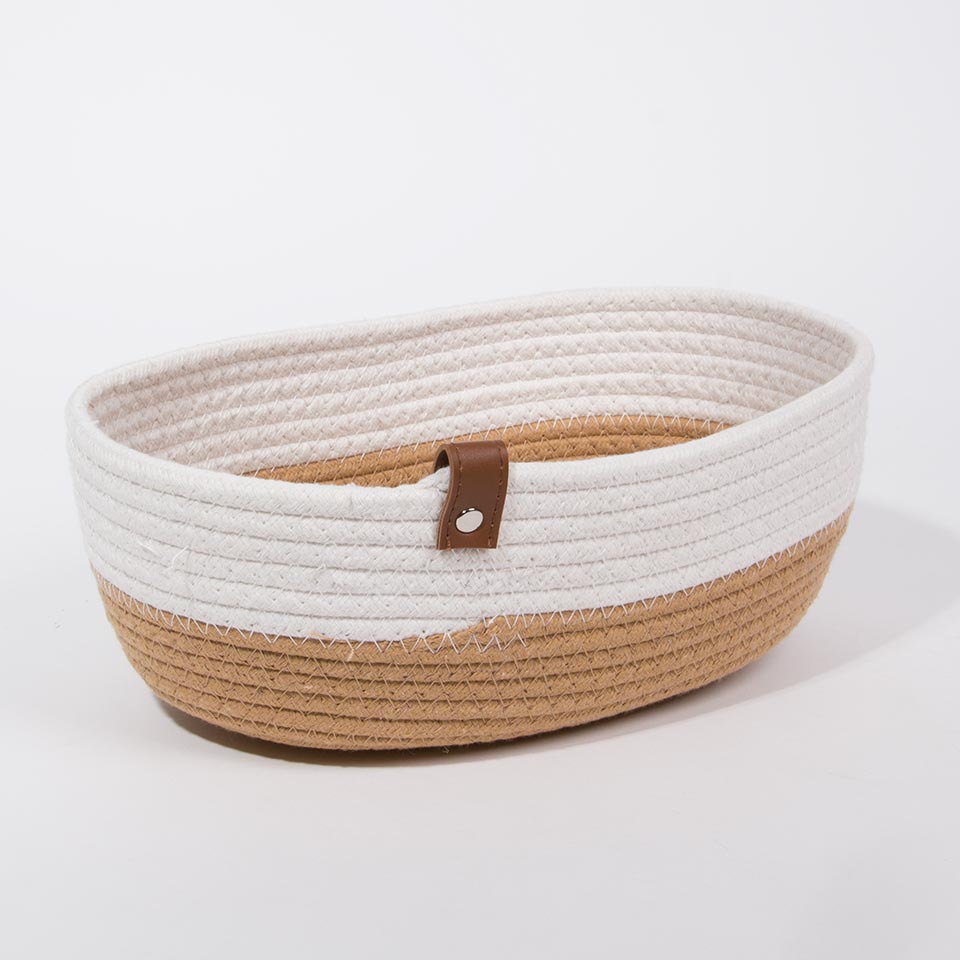 Conjunto de 3 Cestos COTTONI LINE Branco e Natural