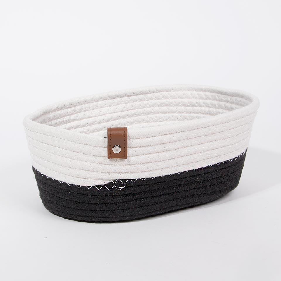 Conjunto de 3 Cestos COTTONI LINE Preto e Natural