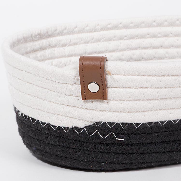 Conjunto de 3 Cestos COTTONI LINE Preto e Natural