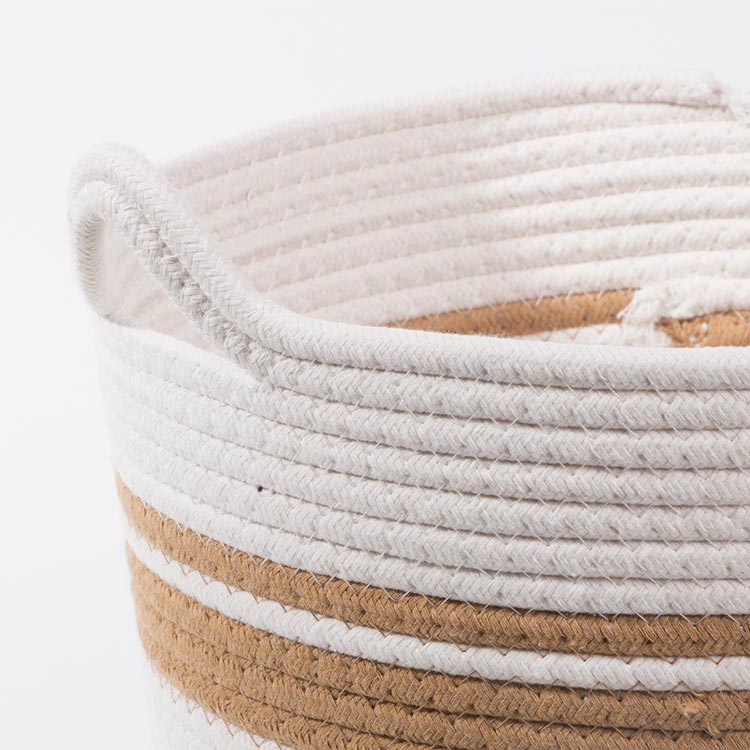 Conjunto de 3 Cestos CASARI Com Pegas Branco e Natural