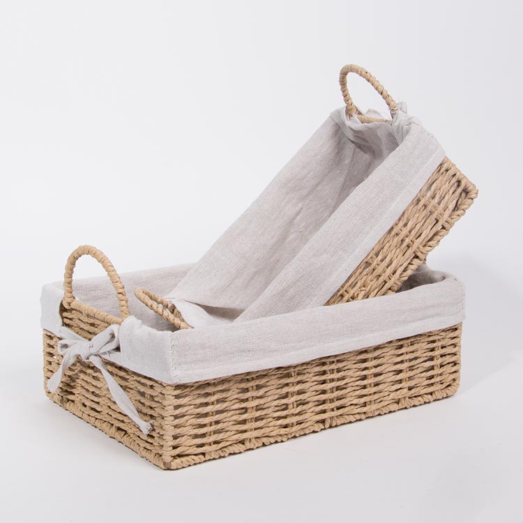 Conjunto de 2 Cestos BASKIA Com Pegas Natural