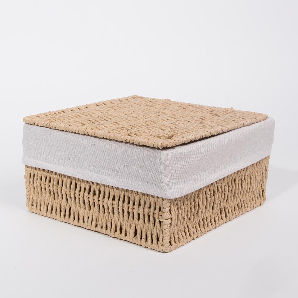 Conjunto de 2 Cestos BASKIA Com Tampa Natural