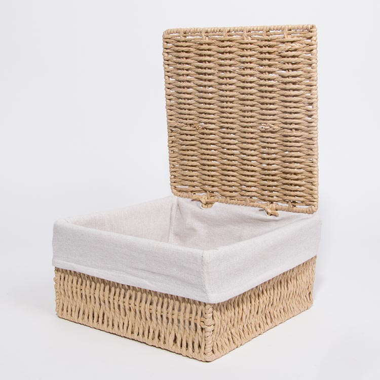 Conjunto de 2 Cestos BASKIA Com Tampa Natural