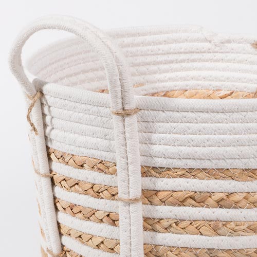 Conjunto de 6 Cestos CASARI Com Pegas Bege e Natural