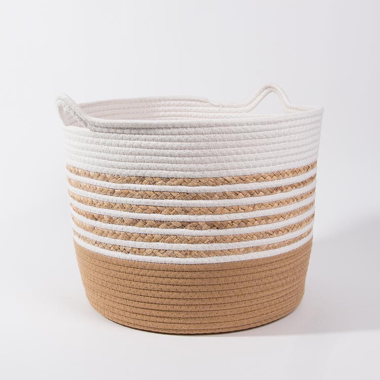 Conjunto de 6 Cestos CASARI Com Pegas Bege e Natural
