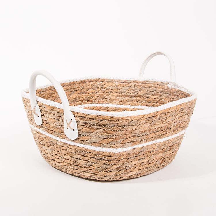 Conjunto de 3 Cestos com Pegas BARI Branco e Natural