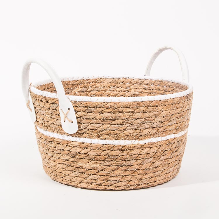 Conjunto de 3 Cestos com Pegas BARI Branco e Natural