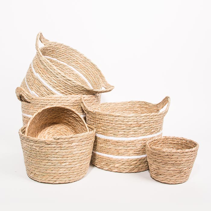 Conjunto de 6 Cestos AVILA Branco e Natural