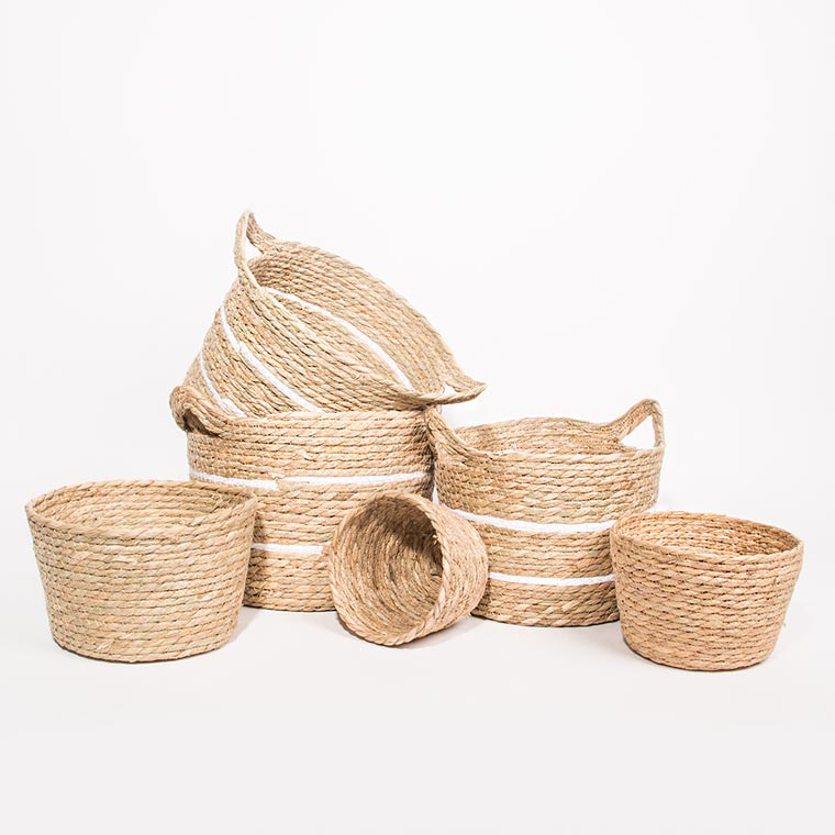 Conjunto de 6 Cestos AVILA Branco e Natural