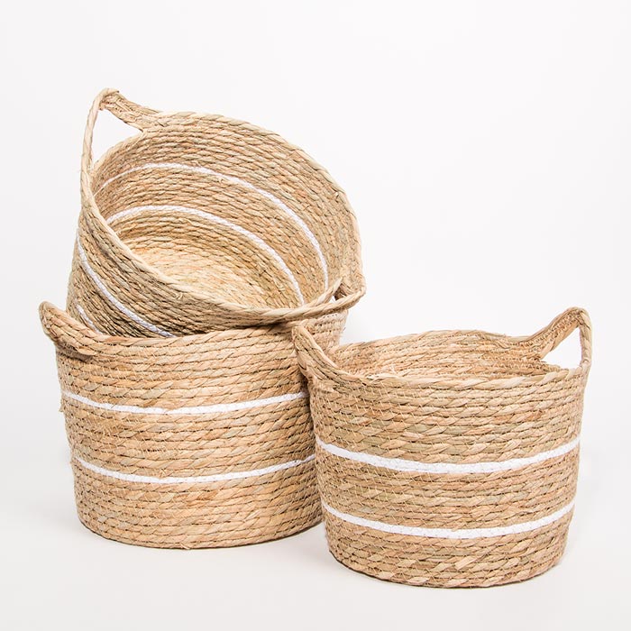 Conjunto de 6 Cestos AVILA Branco e Natural