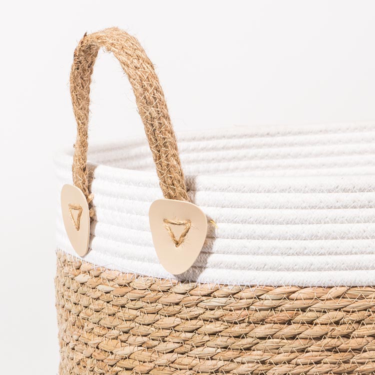 Conjunto de 4 Cestos com Pegas PÁDUA Branco e Natural