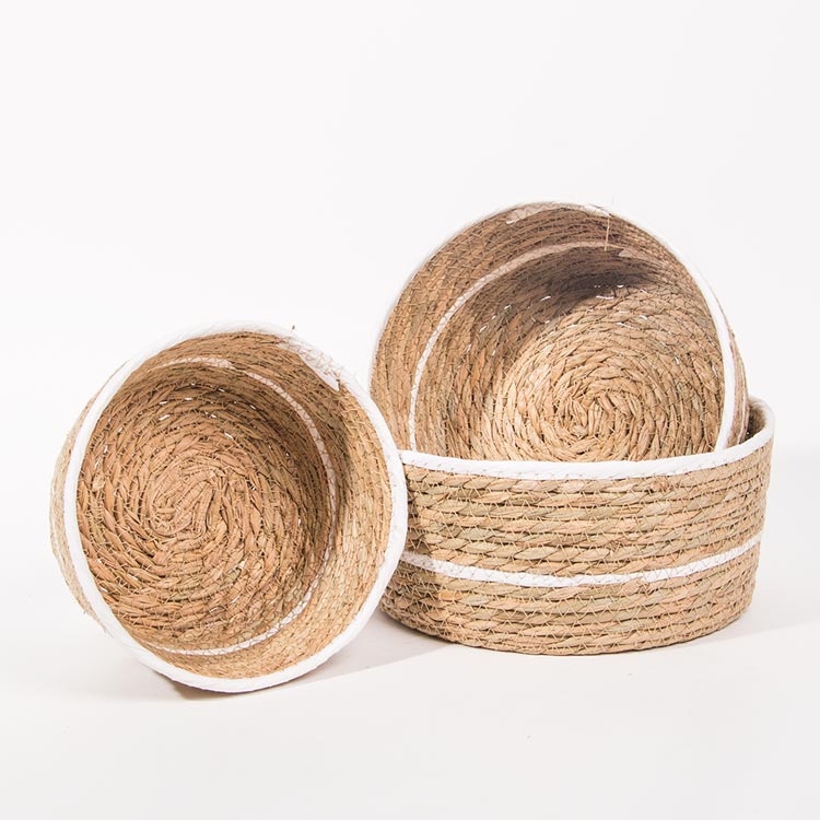 Conjunto de 3 Cestos BARI Branco e Natural