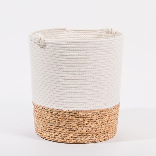 Set of 3 CÁDIZ Baskets White and Natural