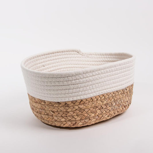 Set of 3 CÁDIZ Baskets White and Natural