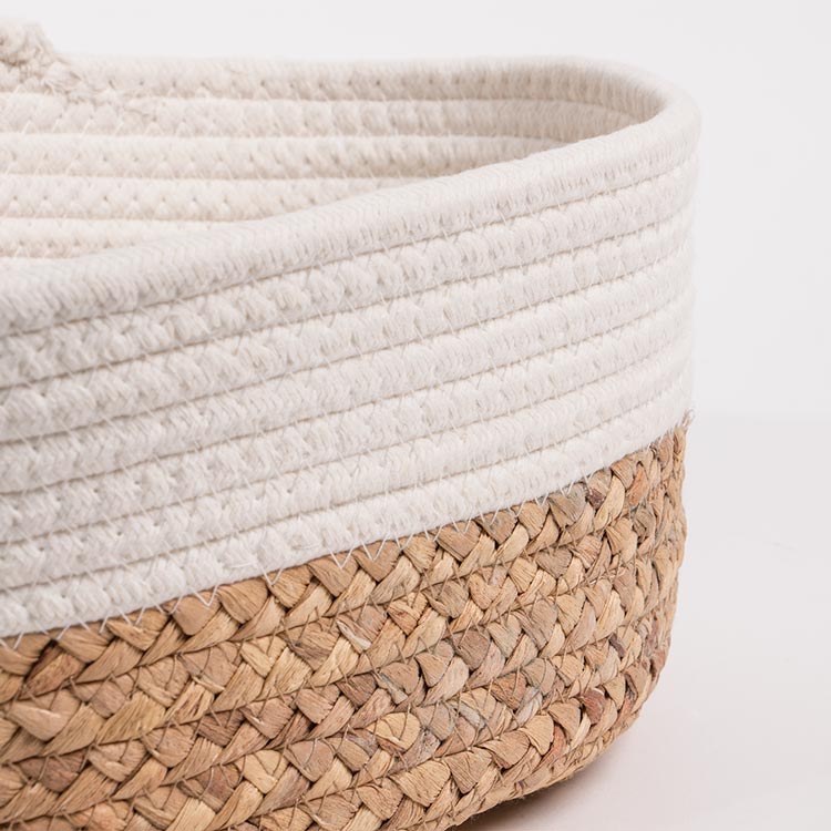 Set of 3 CÁDIZ Baskets White and Natural