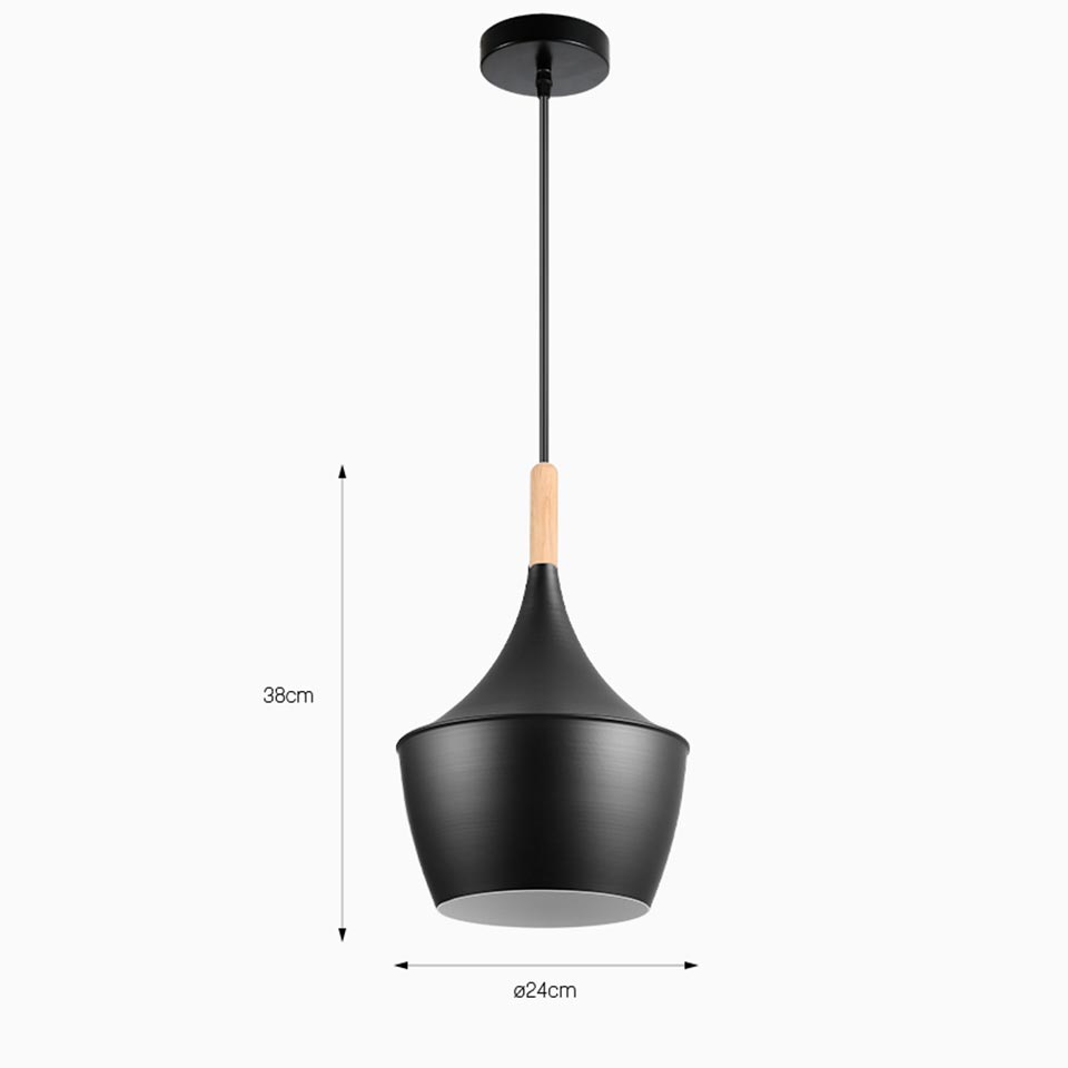 Candeeiro Suspenso LOMIR Preto D.24x38cm