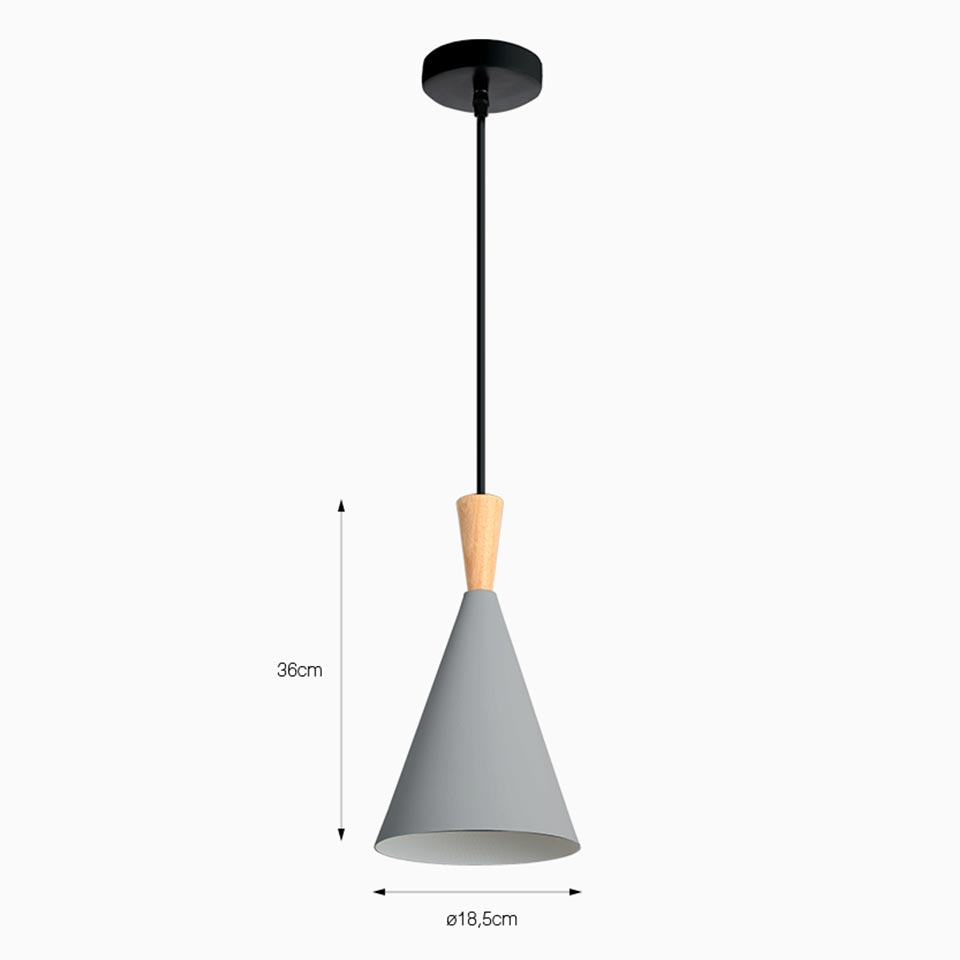 Candeeiro Suspenso PRISMARA Cinza D.18.5x36cm