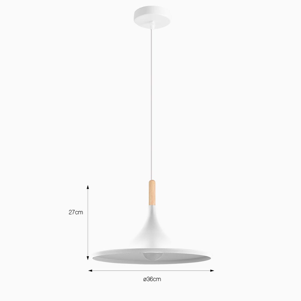 Candeeiro Suspenso NOARA Branco D.36x27cm