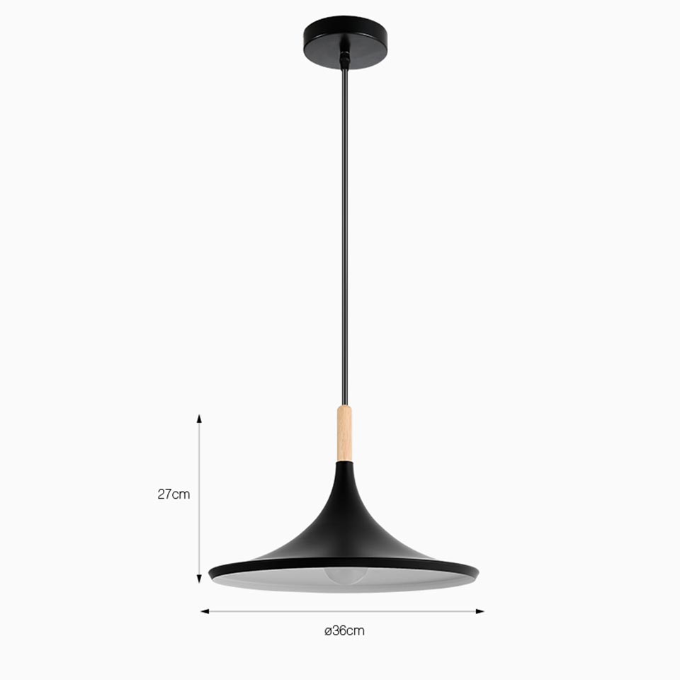 Candeeiro Suspenso NOARA Preto D.36x27cm