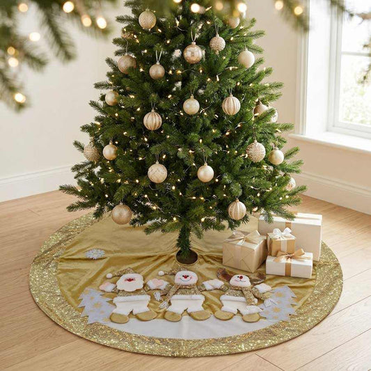 Saia para Árvore de Natal VELOUR Dourado 120cm
