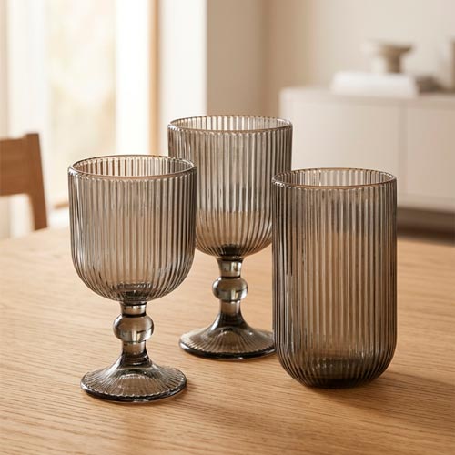 Conjunto de 6 Copos RIBBED Cinza 30cl