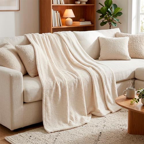 Manta KAREELI Marfim 130x160cm