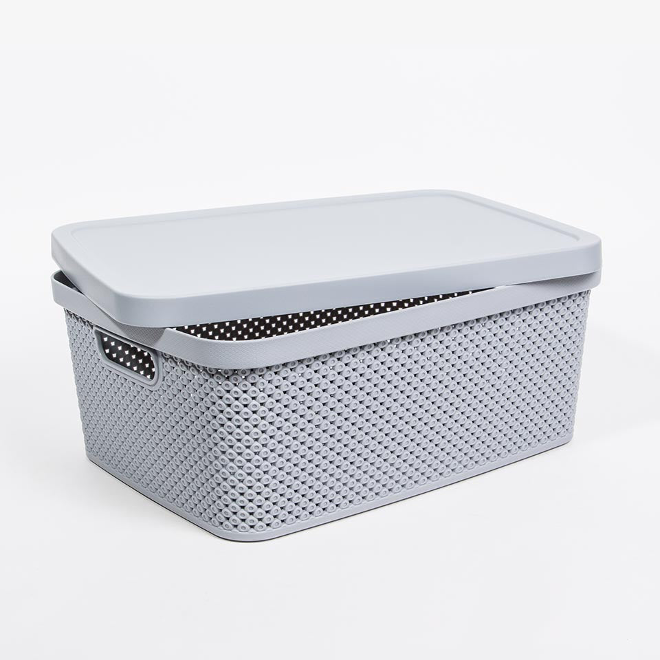 Caixa de Arrumação com Tampa DIAMOND Cinza 13L