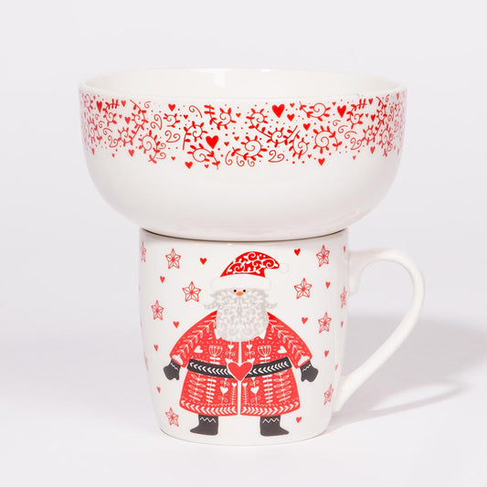 Conjunto de Caneca e Tigela NAVIDAD Pai Natal