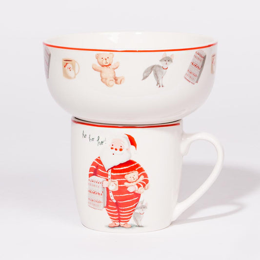 Conjunto de Caneca e Tigela NAVIDAD Ho Ho Ho