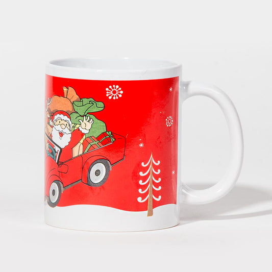 Caneca FELIZ NATAL Pai Natal no Carro