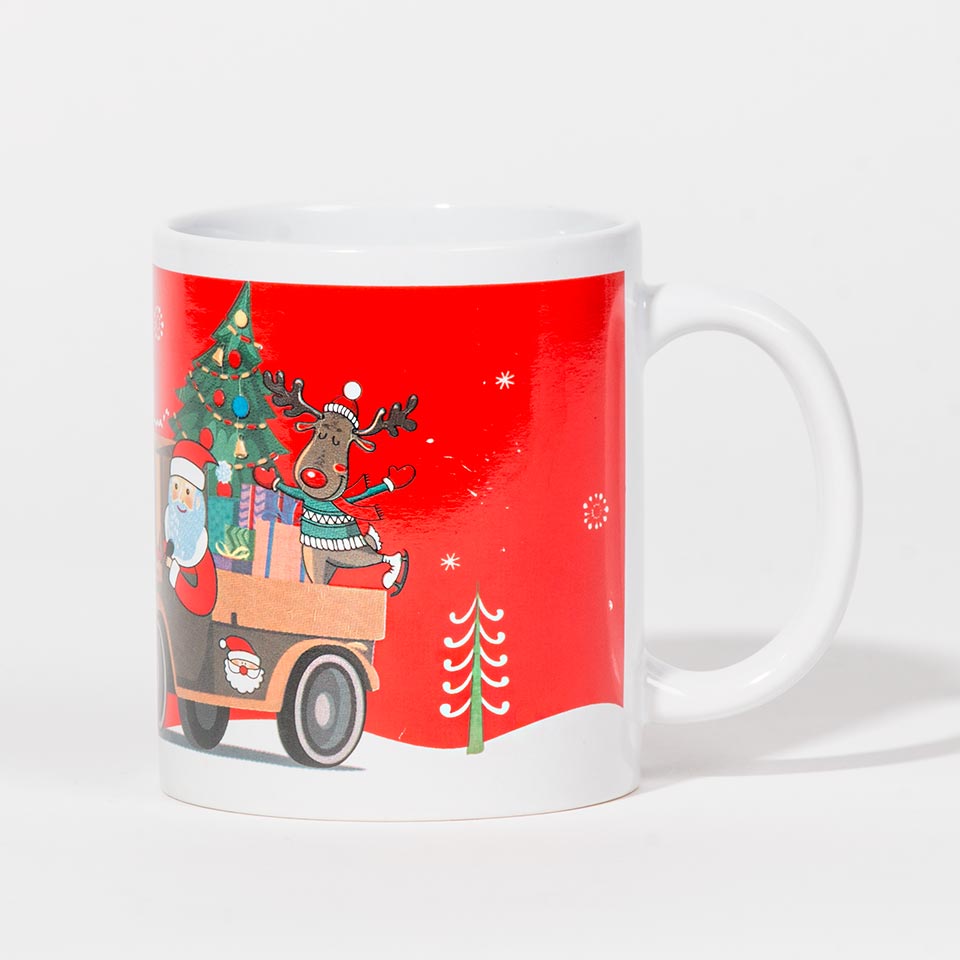 Caneca FELIZ NATAL Pai Natal na Carrinha