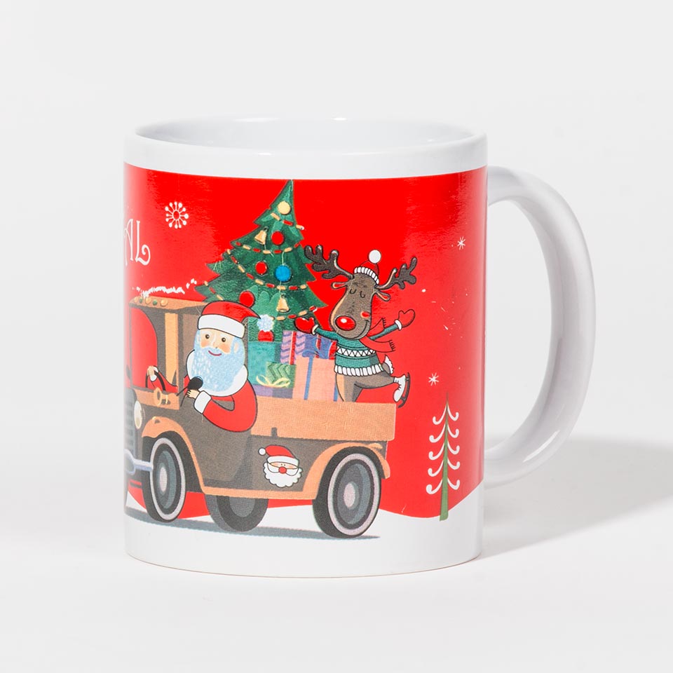 Caneca FELIZ NATAL Pai Natal na Carrinha