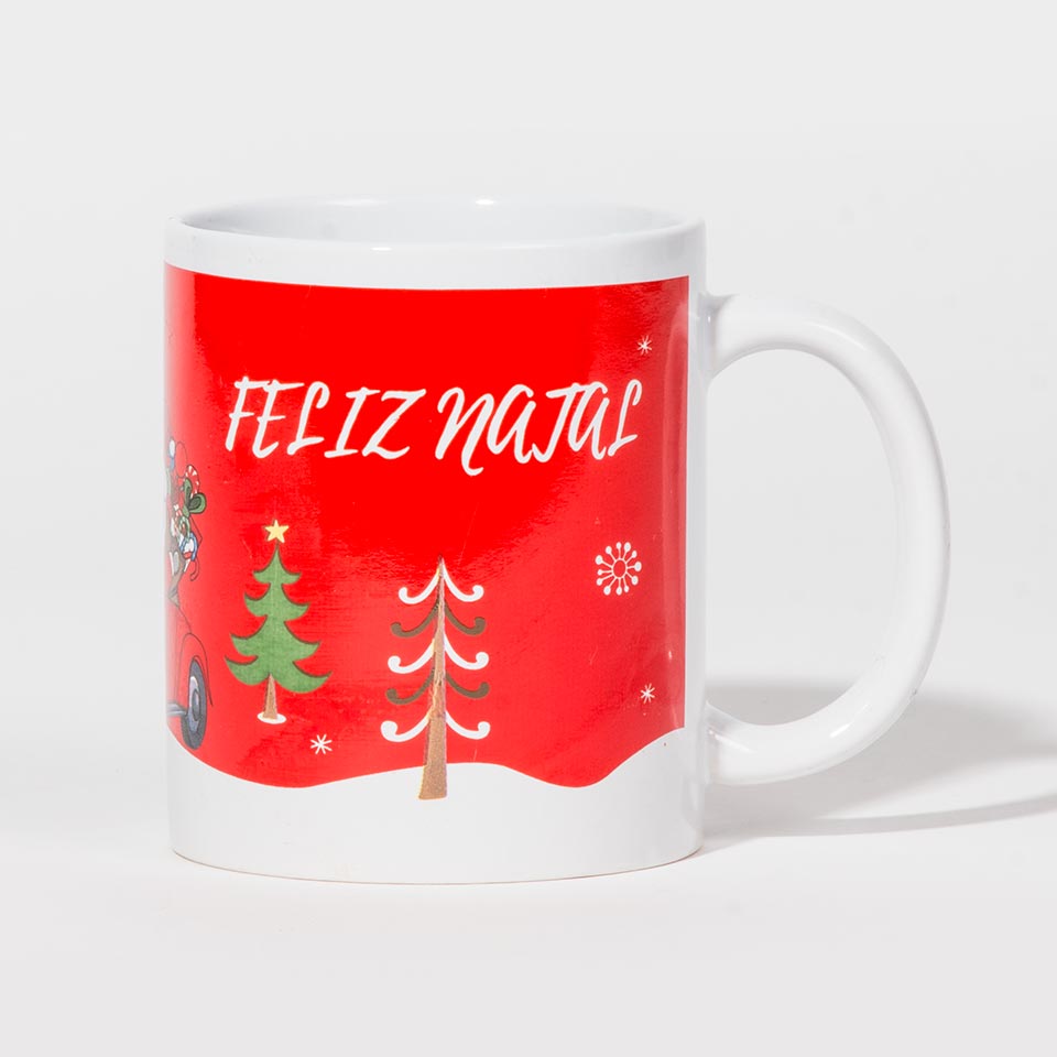 Caneca FELIZ NATAL Pai Natal e Rena