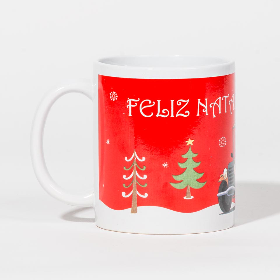 Caneca FELIZ NATAL Pai Natal e Rena