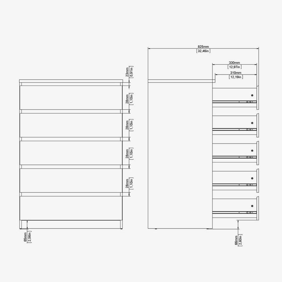 Cómoda NAIA Branca 70x50x111cm