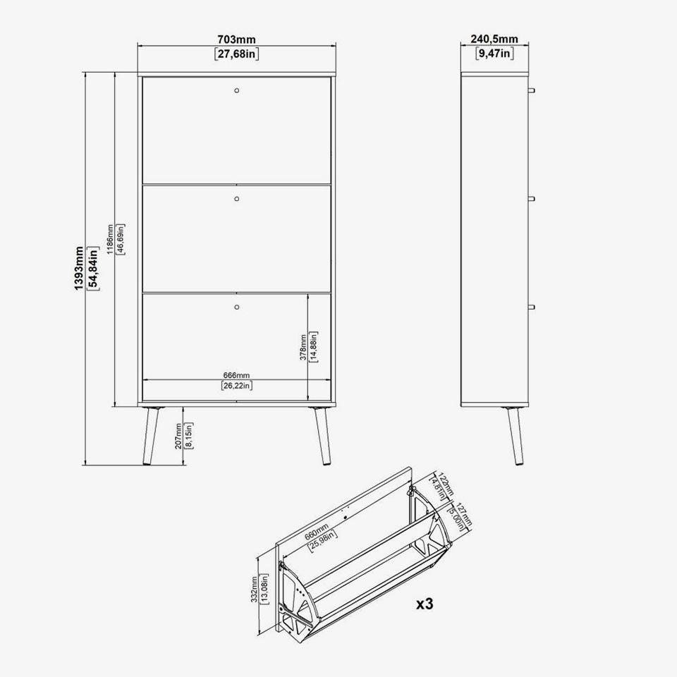 Sapateira BODO Branco 70x24x139cm