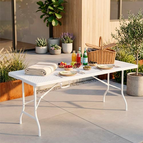 Mesa de Exterior Dobrável LOSANGO SQUARE Branco 180x75cm