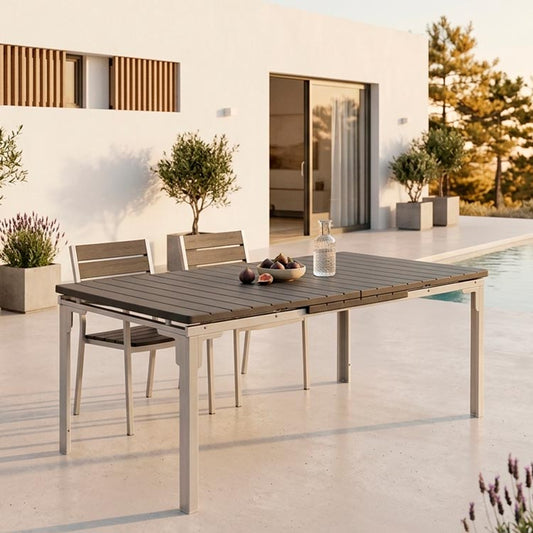 KLYFTAN Extendable Folding Outdoor Table, Beige, 240cm