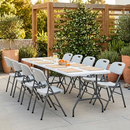 Mesa de Exterior Dobrável GIANNA Branco 180x75cm