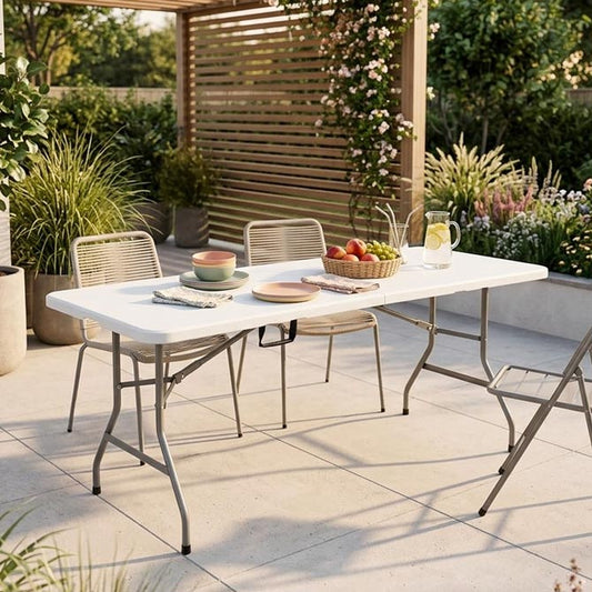 Mesa de Exterior Dobrável GIANNA Branco 152x74cm