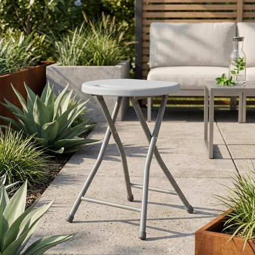 Banco de Exterior Dobrável GIANNA Branco 31x45cm